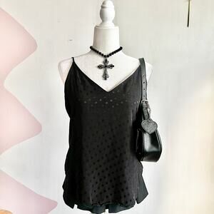 Express Black Polka‎ Dot Top, Y2K, 2000s, Office Siren, Retro, Minimalist, Small